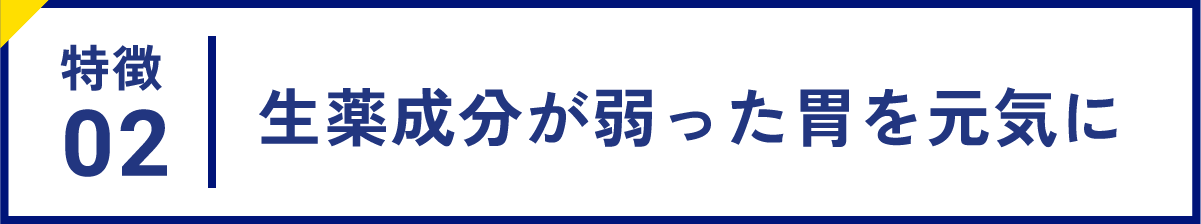 特徴02 生薬成分が弱った胃を元気に