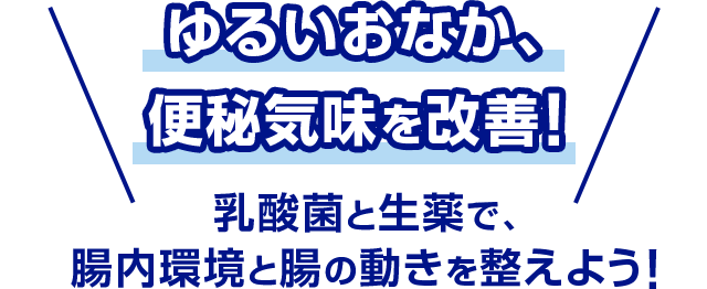 ゆるいおなか、便秘気味を改善！乳酸菌と生薬で、腸内環境と腸の動きを整えよう！